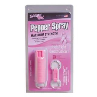 Sabre Red NBCF Key Case Pepper Spray  <br>  Pink Hardcase with Quick Release Key Ring